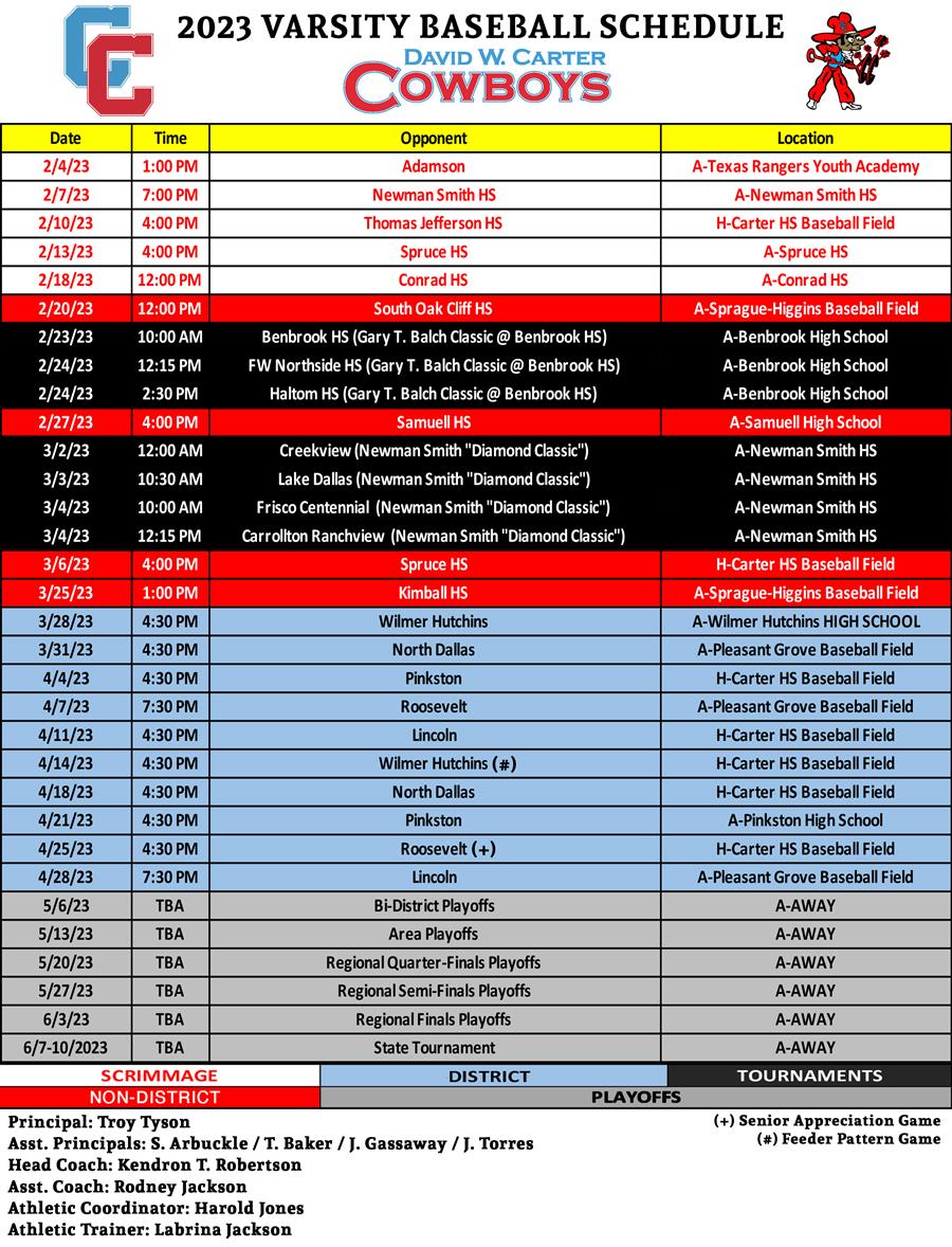 varsity schedule